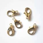 Karabinhagelåse 6mm guldfarvet 5 stk