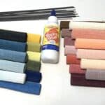 Crepe papir – sæt med  24 farver No2 + Tacky Glue og 20stk elefanttråd.