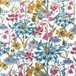 Liberty stof - Clouchestershire Walk Mustard/ROsa/blå