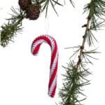 Hæklet Slikstok hvid/rød