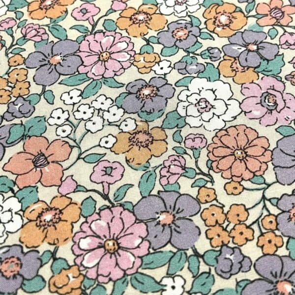Poplin Flowers Lilla/rosa/sand